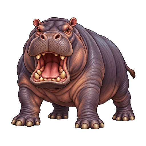 王道ファンタジーの敵キャラ「大カバ」の立ち絵イラスト
