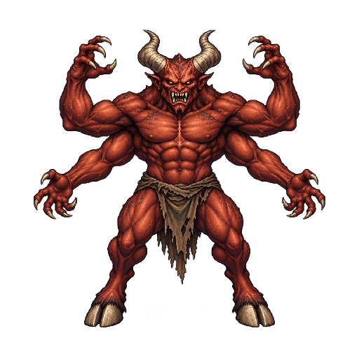 王道ファンタジーの敵キャラ「四腕の魔人」の立ち絵イラスト