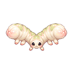 かわいい・コミカルの敵キャラ「ふたまた腹のモチムシ」の立ち絵イラスト