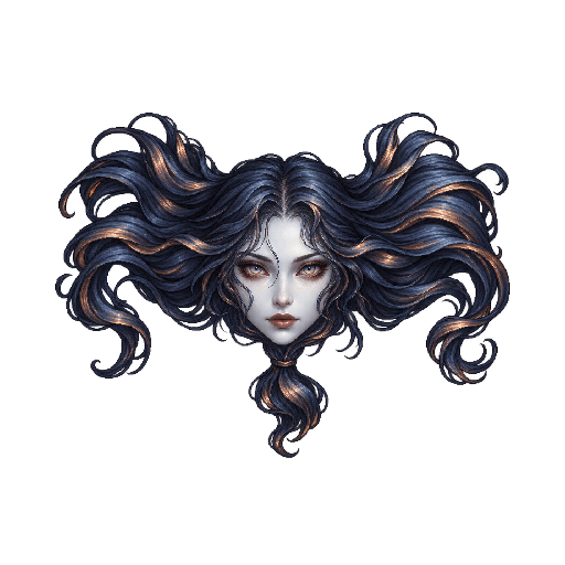 王道ファンタジーの敵キャラ「風髪の首霊」の立ち絵イラスト