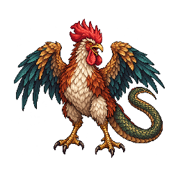 コカトリスの敵キャラ立ち絵イラスト(王道ファンタジー)