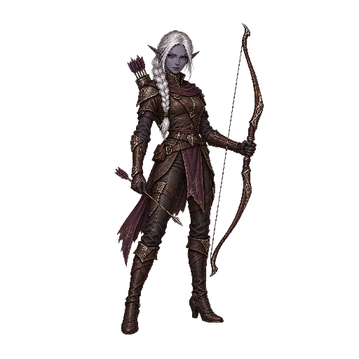 王道ファンタジーの敵キャラ「ダークエルフの弓手」の立ち絵イラスト