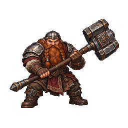 王道ファンタジーの敵キャラ「ドワーフの戦士」の立ち絵イラスト