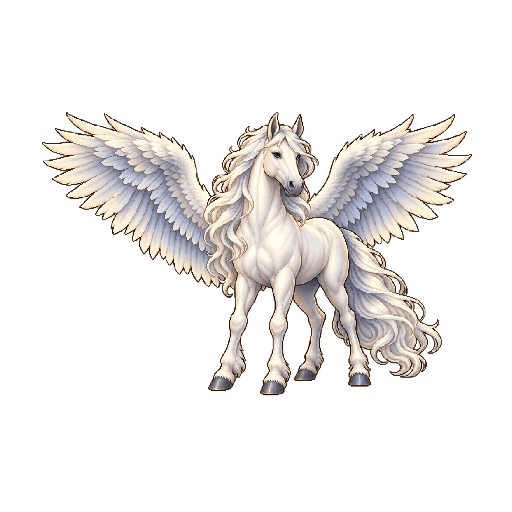 王道ファンタジーの敵キャラ「ペガサス」の立ち絵イラスト