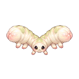 かわいい・コミカルの敵キャラ「ふたまた腹のモチムシ」の立ち絵イラスト