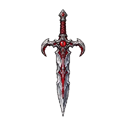鍔に赤い目があり刃を下へ向ける一本の浮遊剣の敵キャラ立ち絵イラスト（王道ファンタジー）