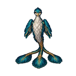 世界の神話・伝承の敵キャラ「三叉尾の便り鳥」の立ち絵イラスト
