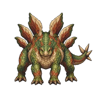 王道ファンタジーの敵キャラ「双列板ステゴ」の立ち絵イラスト