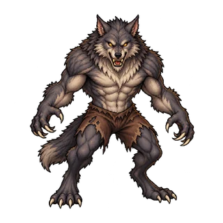 ワーウルフの敵キャラ立ち絵イラスト（王道ファンタジー）