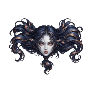 王道ファンタジーの敵キャラ「風髪の首霊」の立ち絵イラスト