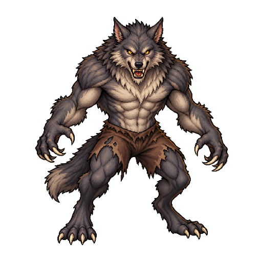 ワーウルフの敵キャラ立ち絵イラスト(王道ファンタジー)